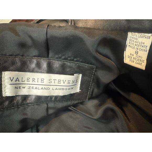 Valerie Stevens Lambskin Classic Women Black Leather Jacket Size 8 - Picture 6 of 6